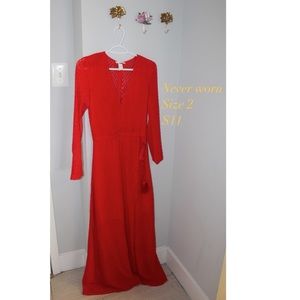 Tropical (orange) red long sleeve dress